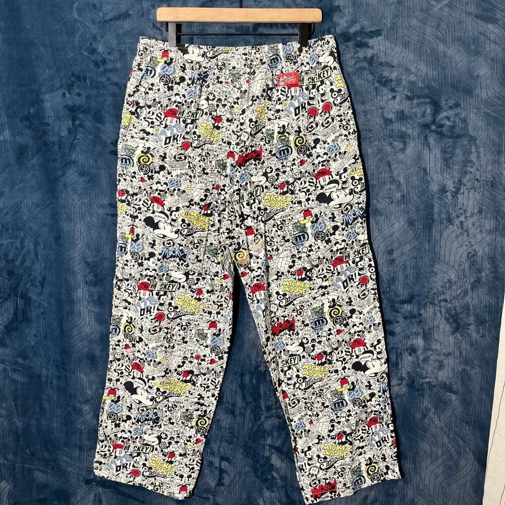 Vintage Disney Parks Mickey Design Multi-Color Pajama Pants Drawstring‎ Womens L - Picture 4 of 7